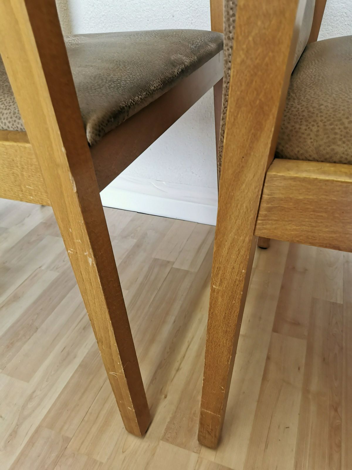 1 Of 4 Vintage Dining Chairs / Massive Wooden Dine Armchairs With Microfiber / Made In 1990s / Italian Design / Bistro Bar Pub Restaurant photo vintage