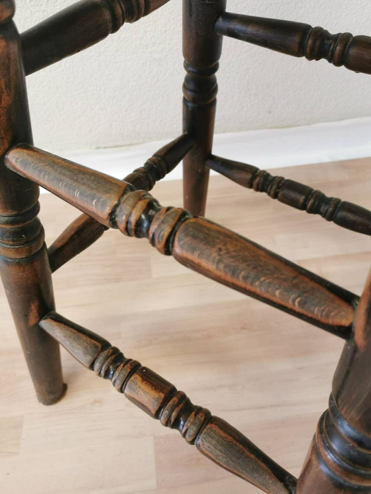 Vintage Wooden Bar Chair / 1970s Yugoslavia / Mid Century Farmhouse High Stool / Kitchen Island Chair With Patina / Carved Wood Details photo buy