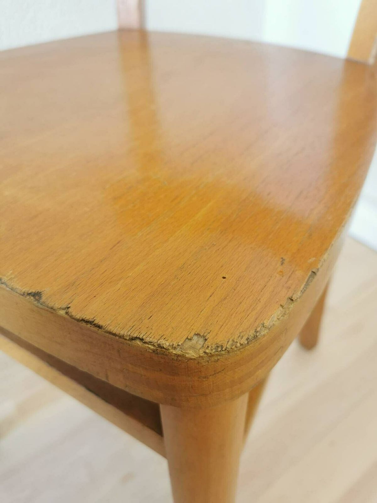 Vintage Wooden Dining Chair / 1970s Yugoslavia / Bistro Dine Chair In Farmhouse Country Sytle / Mid Century Minimalist Japandi Boho Design photo buy