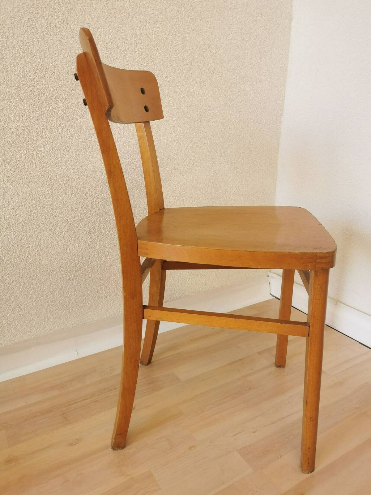 photo furniture Vintage Wooden Dining Chair / 1970s Yugoslavia / Bistro Dine Chair In Farmhouse Country Sytle / Mid Century Minimalist Japandi Boho Design