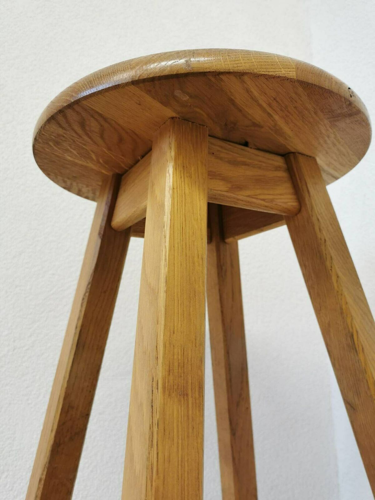 1 Of 1 Vintage Wooden Oak Bar Stools / Industrial High Chair For Kitchen Island / Made In Yugoslavia, 1980s / Minimalistic Japandi Bistro photo Furniture