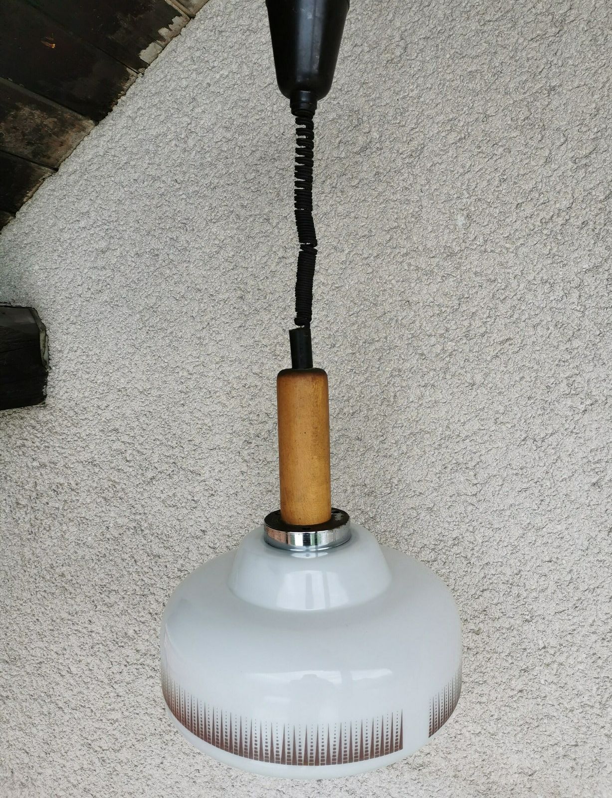 Vintage Glass Pendant Lamp Made In Yugoslavia Mid Century Modern Pendant Lamp Adjustable Ceiling Hanging Light Mid Century Lighting photo vintage