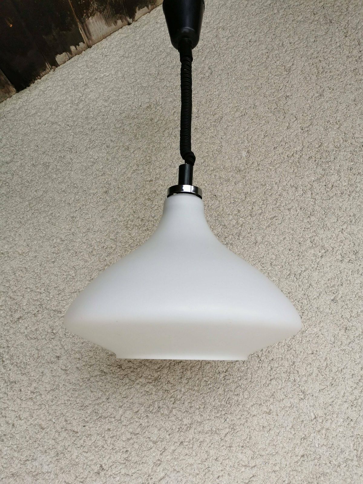 Vintage White Glass Pendant Lamp Ceiling Light Meblo Style Yugoslavia Made