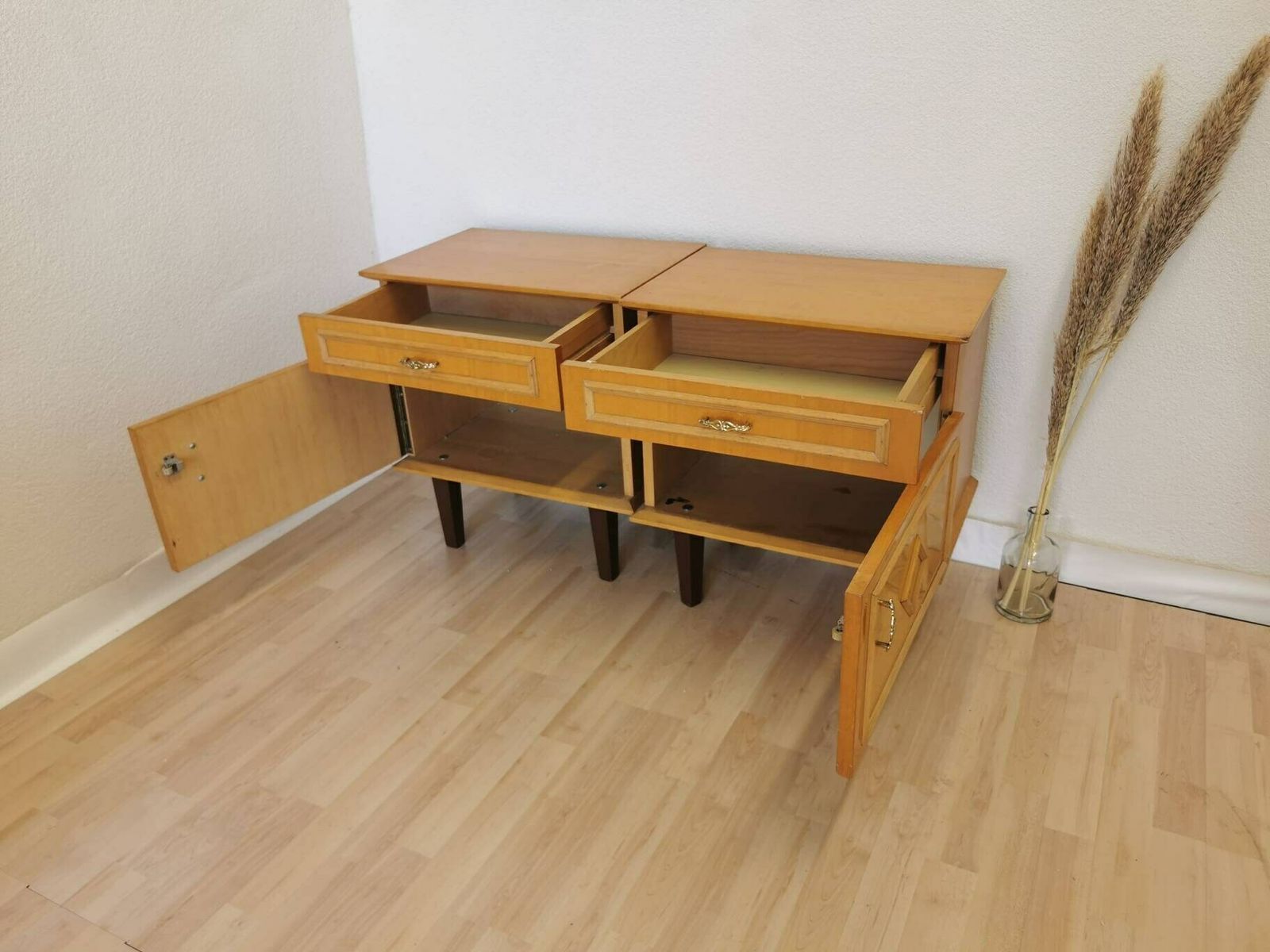 Set Of 2 Mid Century Wooden Nightstands / 1970s / 70s / Krasoprema, Dutovlje, Yugoslavia / Vintage Side Tables photo furniture