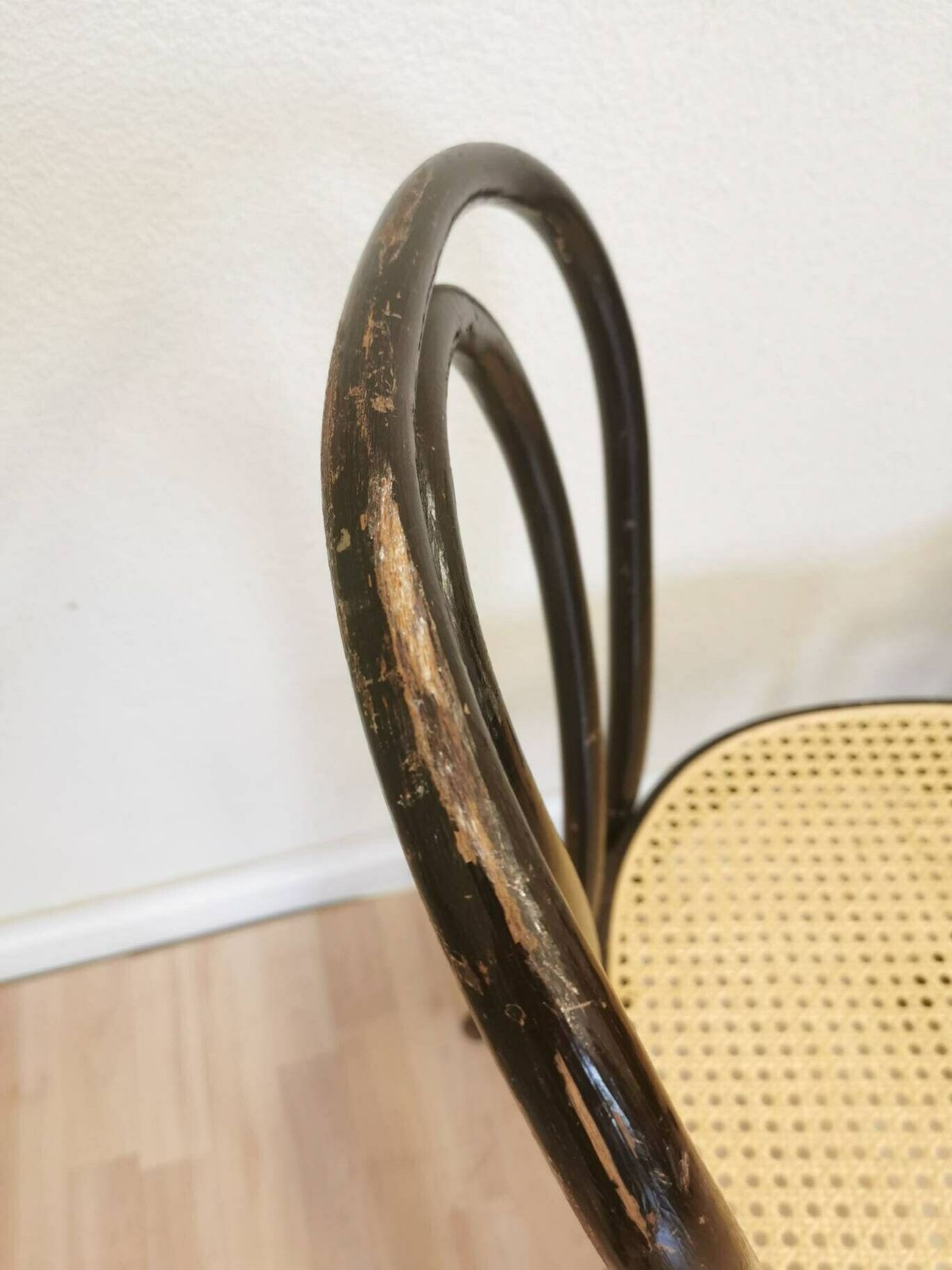 photo furniture Set Of 2 Thonet Bentwood Style Chairs / Original Stol Kamnik / / Vintage / Dining Chair / Black Wood /Wicker Seat