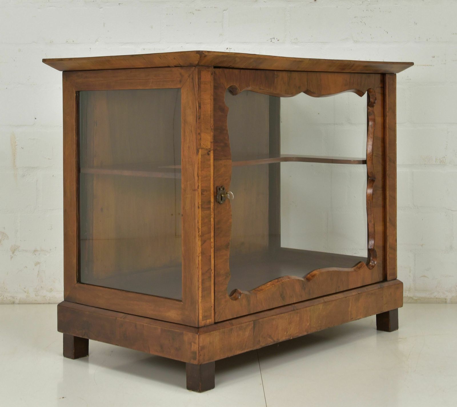 Furniture Antique! Small Showcase Restored Biedermeier Louis Philippe Around 1860 Walnut photo