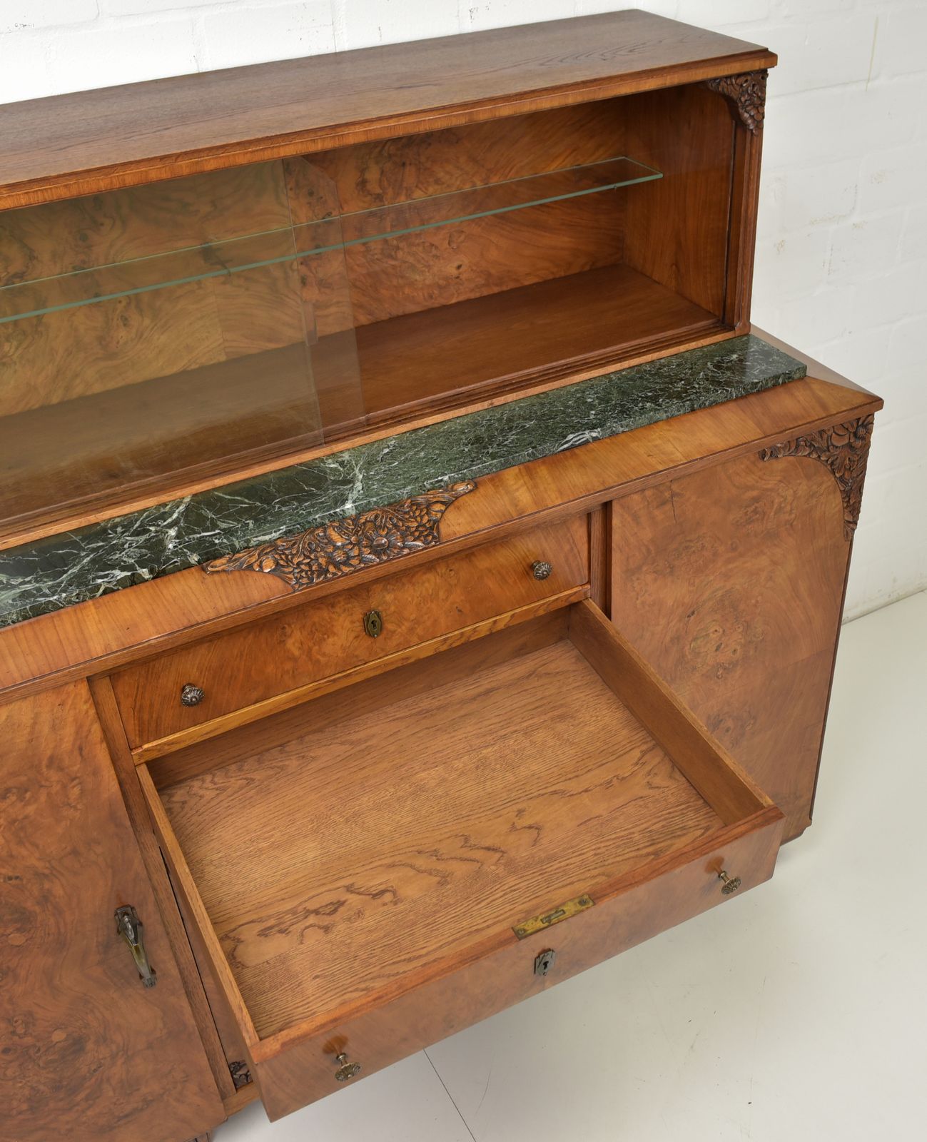 Antique! Sideboard With Showcase Restored Art Deco Walnut Buffet Sideboard photo buy