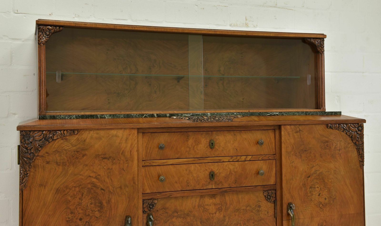 Antique! Sideboard With Showcase Restored Art Deco Walnut Buffet Sideboard photo vintage