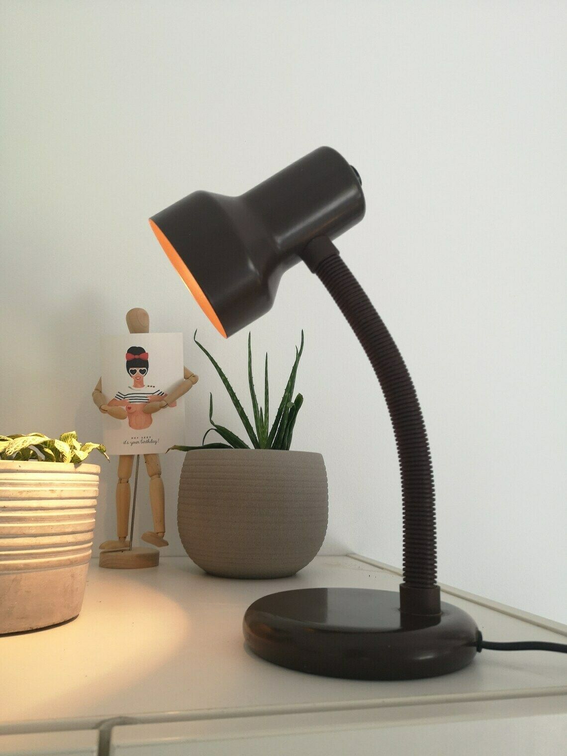Vintage Desk Lamp / Mid Century Brown Metal Table Light / Made In Yugoslavia / Retro Design / Home Deco / Office / Mcm / Flexible Neck photo furniture