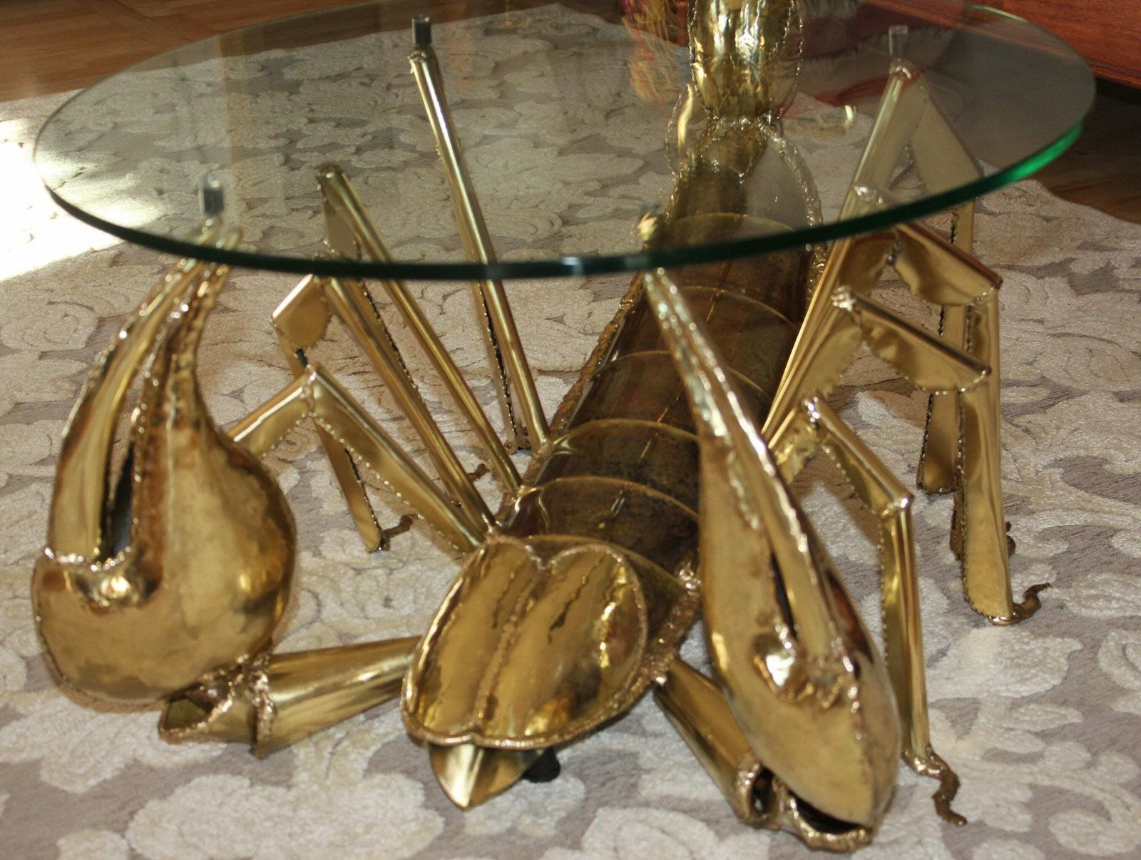 Rare Illuminated Brass Scorpion Coffee Table By Jacques Duval Brasseur photo 11506.0