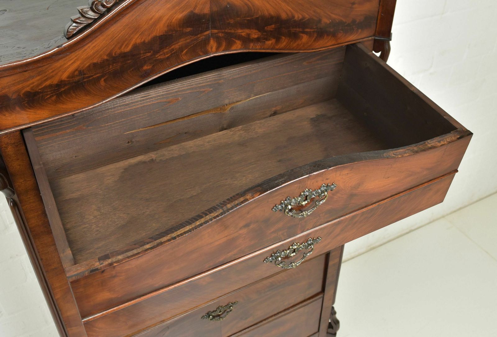 Antique! Secretary Restored Louis Philippe / Late Biedermeier Around 1880 Mahogany Cabinet Secretary photo vinterior