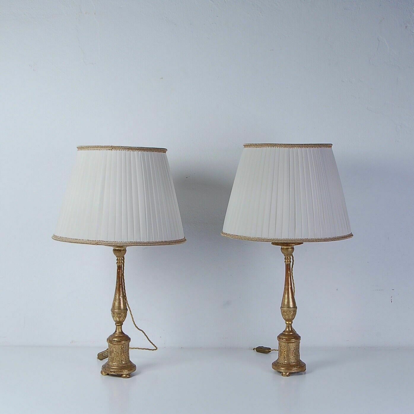 Pair Of Gold Leaf Wooden Candelabras From The Second Half Of The 19th Century, Electrified Lamps photo furniture