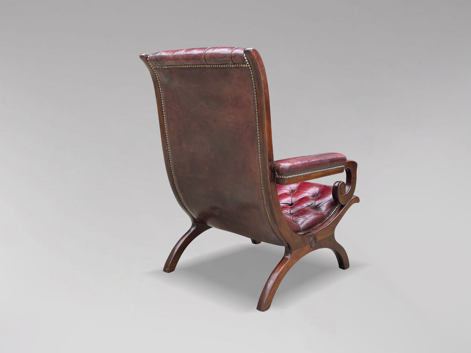 Quality Burgundy Red Leather Chesterfield Slipper Armchair photo Furniture