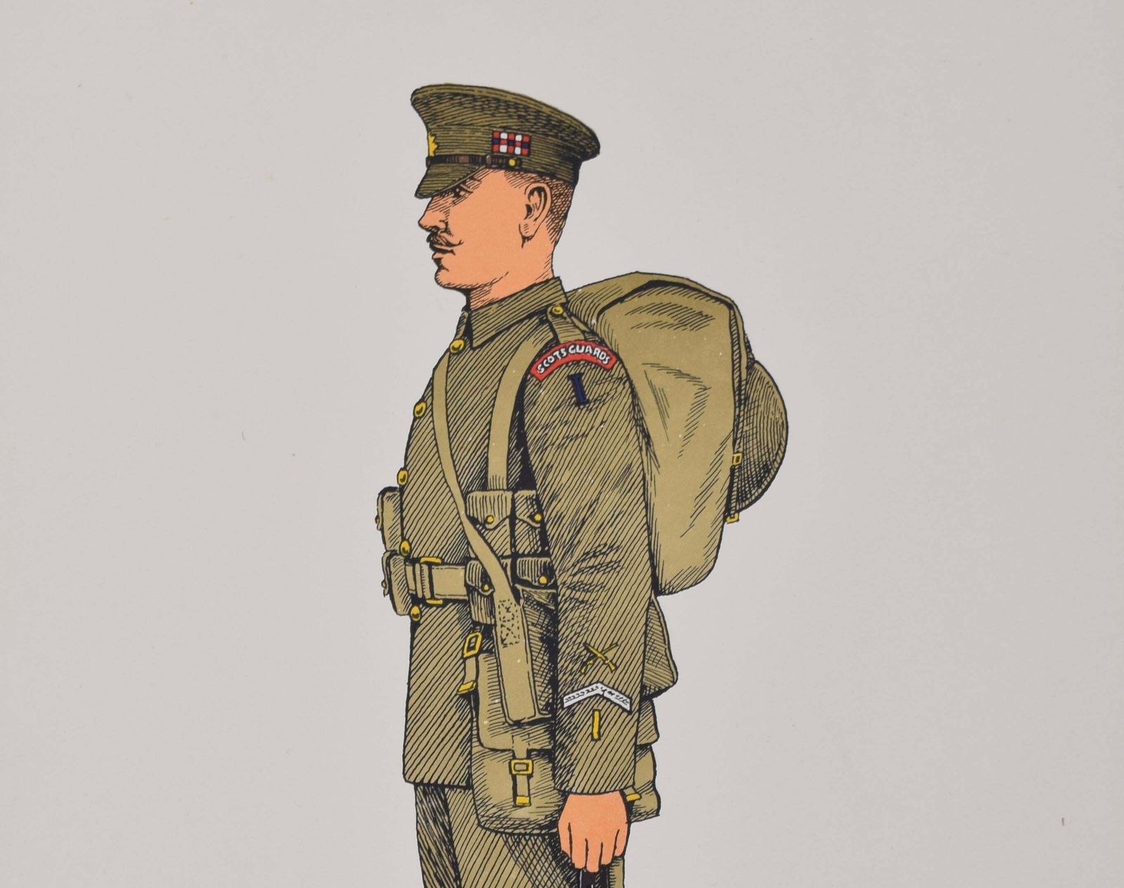 Unknown Scots Guards Officer Institute Of Army Education Military Uniform Lithograph Circa 1950s photo furniture