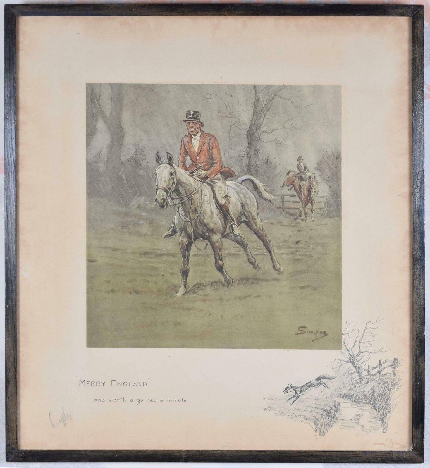 'Merry England And Worth A Guinea A Minute' Fox Hunting Print By Snaffles