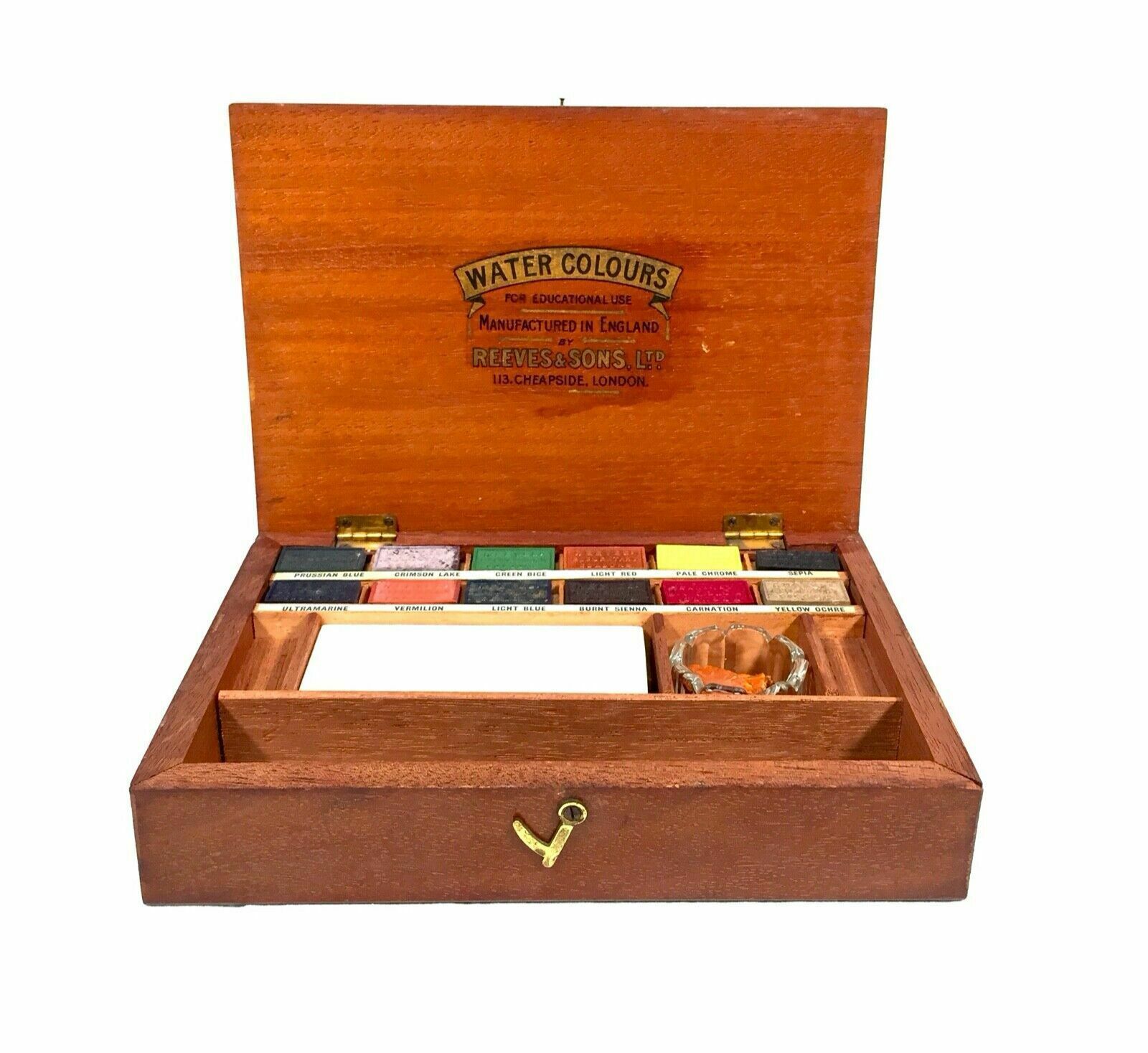 Antique Victorian Mahogany Artists Box By Reeves & Son With Block Paints C.1890 photo 495.0