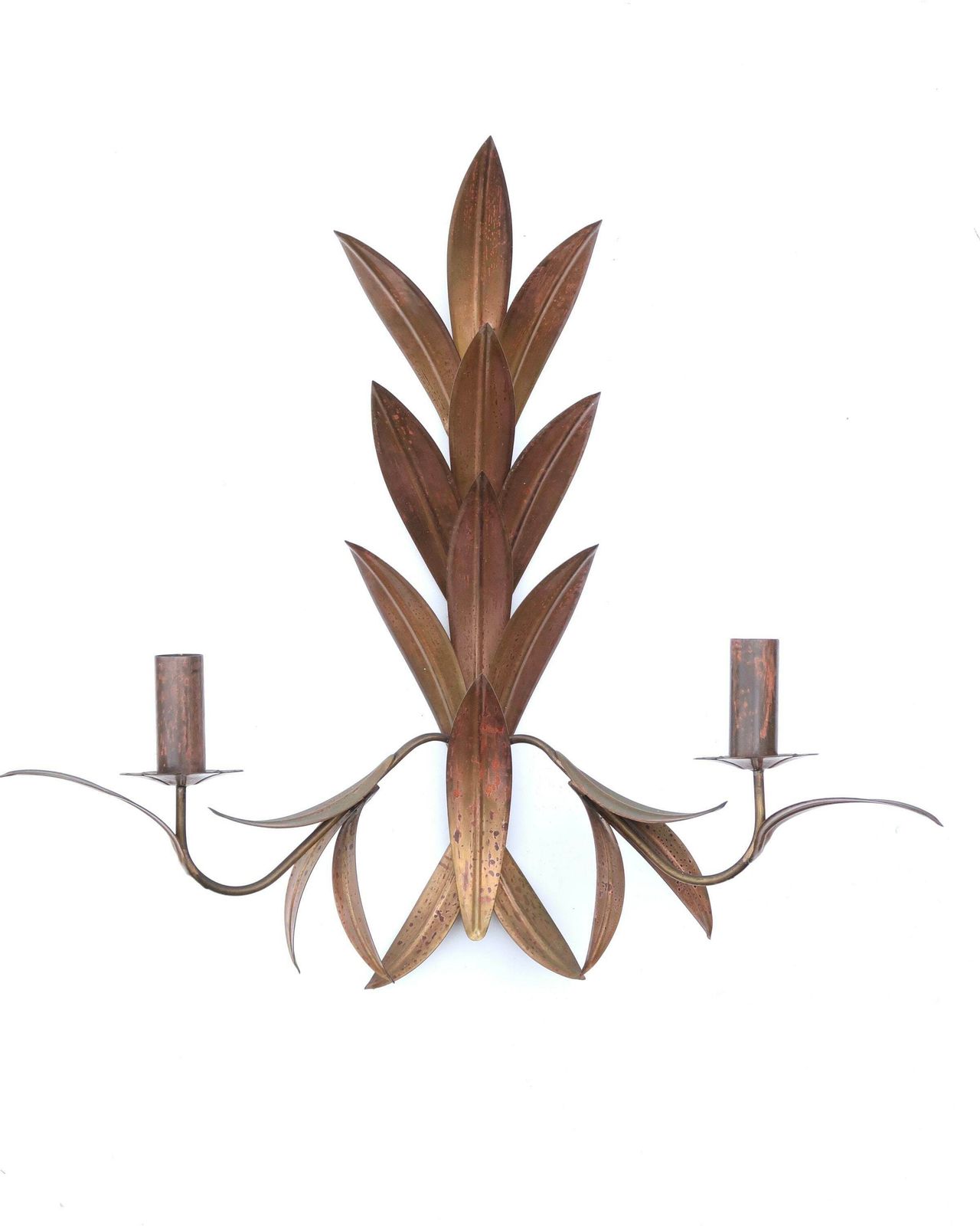Large Pair Of Brass Sconces : Leaf, 1970s / Leaves, Tomasse Barbi Style, Tropical, Exotic, Boho Chic, Hollywood Regency photo Lighting