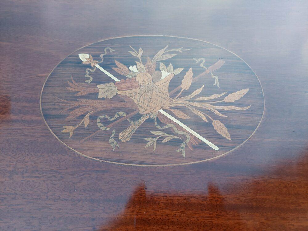 Edwardian Mahogany Marquetry Inlaid Side Table photo Furniture