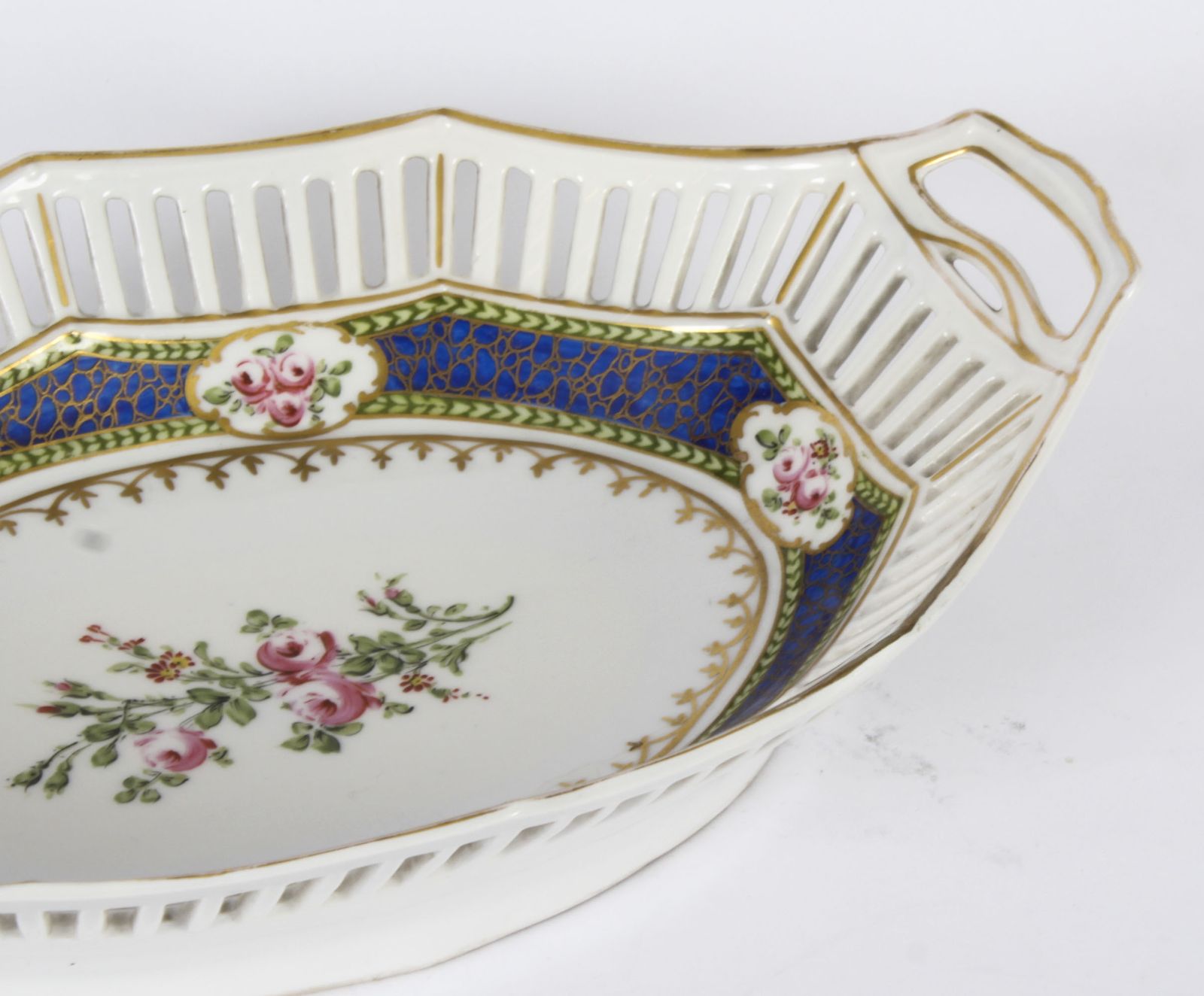 Antique French Sevres Oval Porcelain Dish Late 19th Century photo vintage