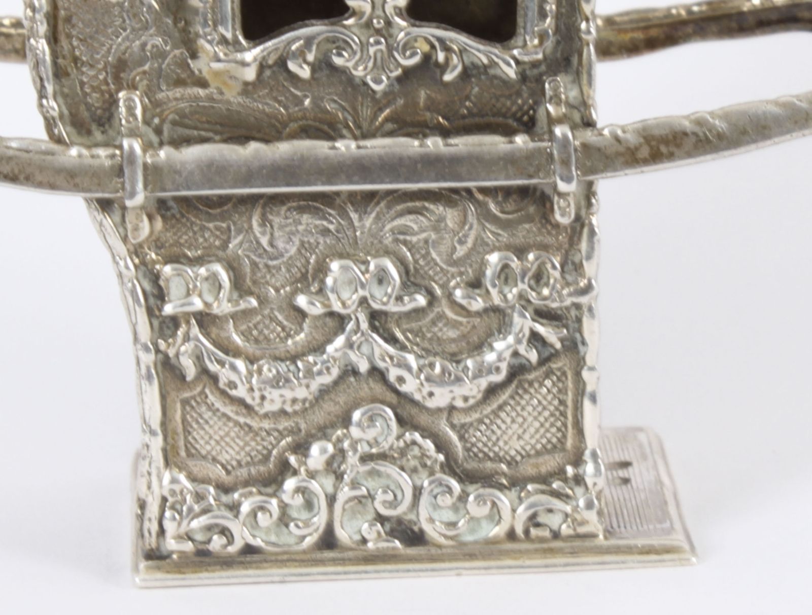 Antique French Silver Miniature Sedan Chair 19th C photo 650.0