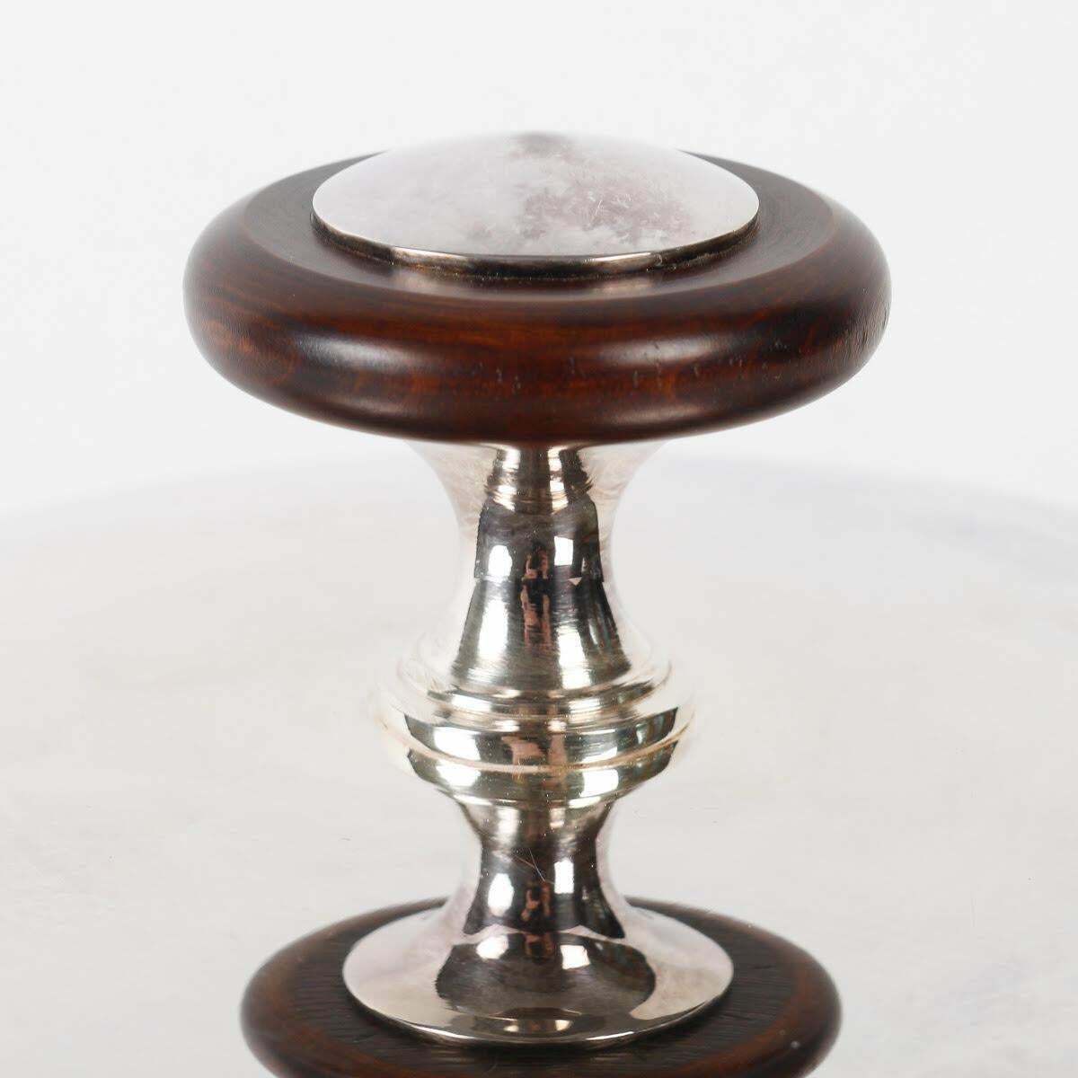 Silver Plated Metal And Wood Ice Bucket With Lid, 1980. photo for sale
