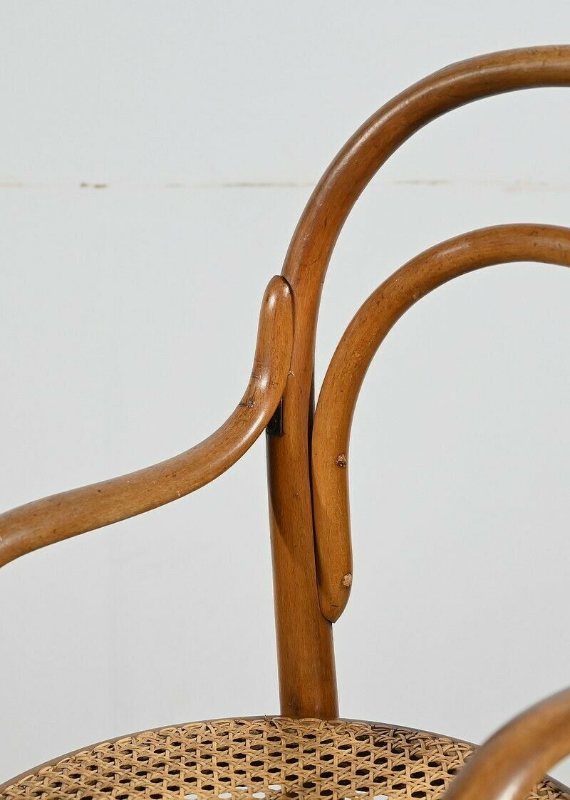 photo for sale Children's High Chair In Curved Beech, Stamped Thonet   Early 20th Century