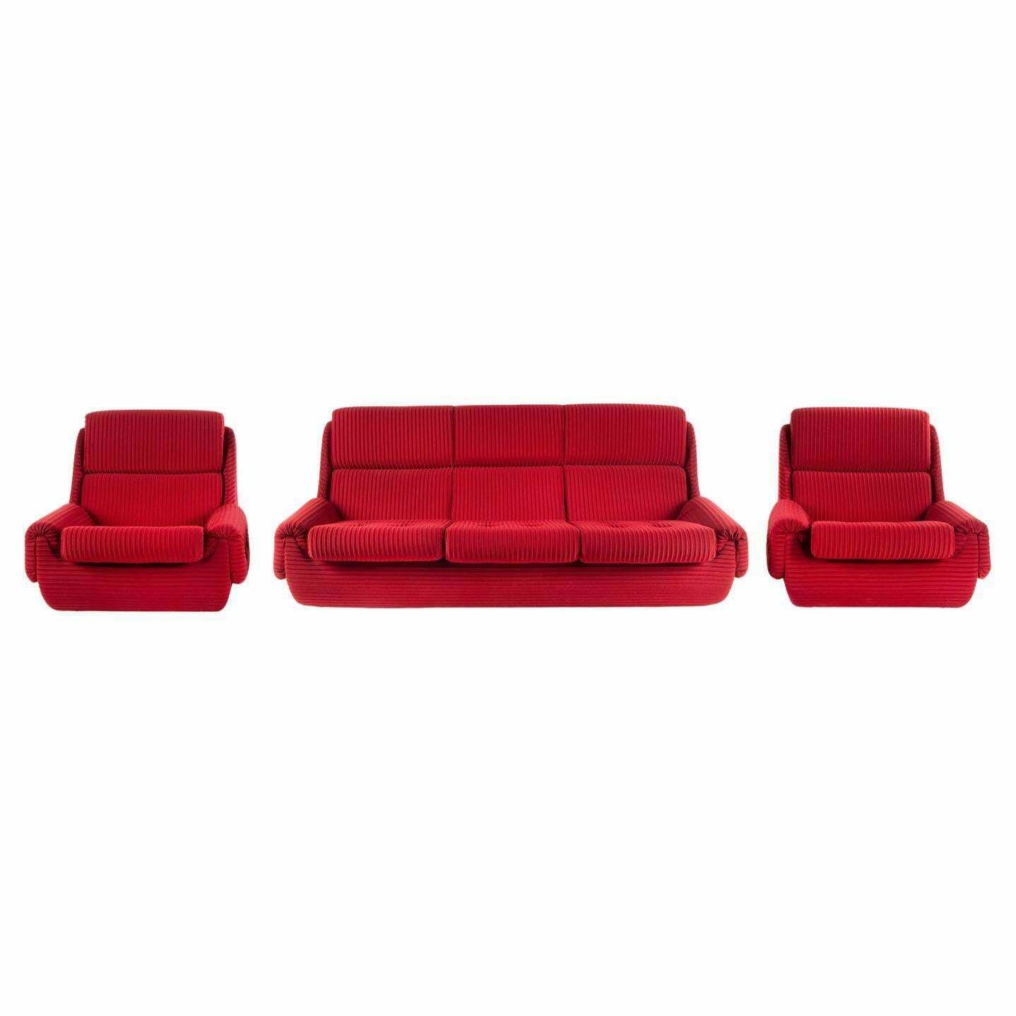 A Set Of Sofa And 2 Arm Chairs By Jitona Soběslav, 1970s