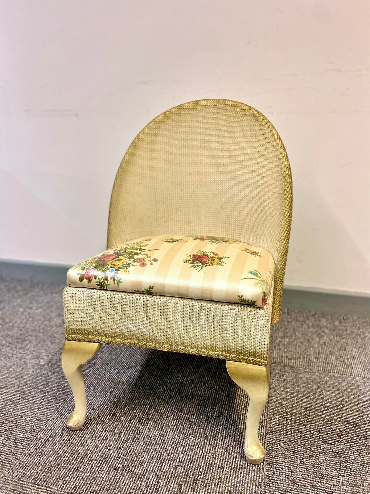 Vintage Small Lloyd Loom Boudoir Chair / Made In England 1950s photo 140.0