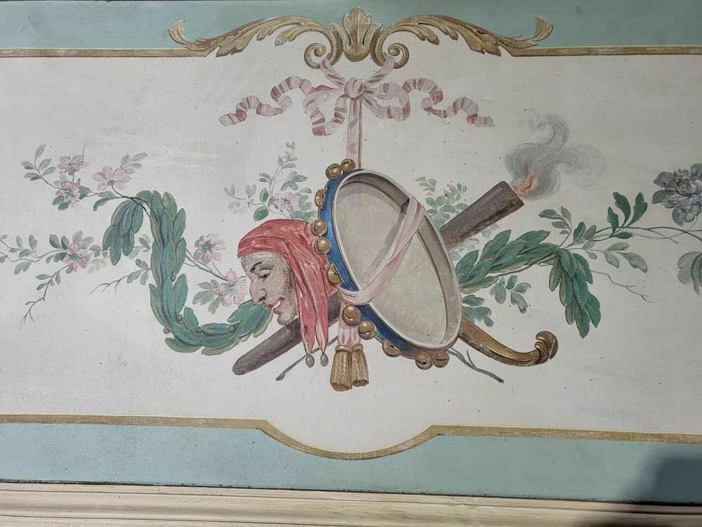 20thc Very Large 10' 5" H French Painted Room Panel Door Frame Fire Surround photo for sale