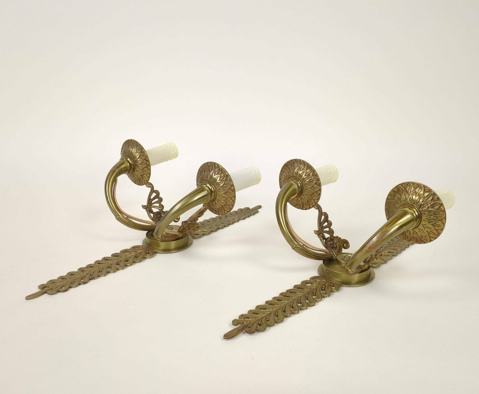 Pair Of French Gilded Bronze Empire Two Arm Electric Wall Sconce Light Fixture, Original Lighting From France photo 395.0