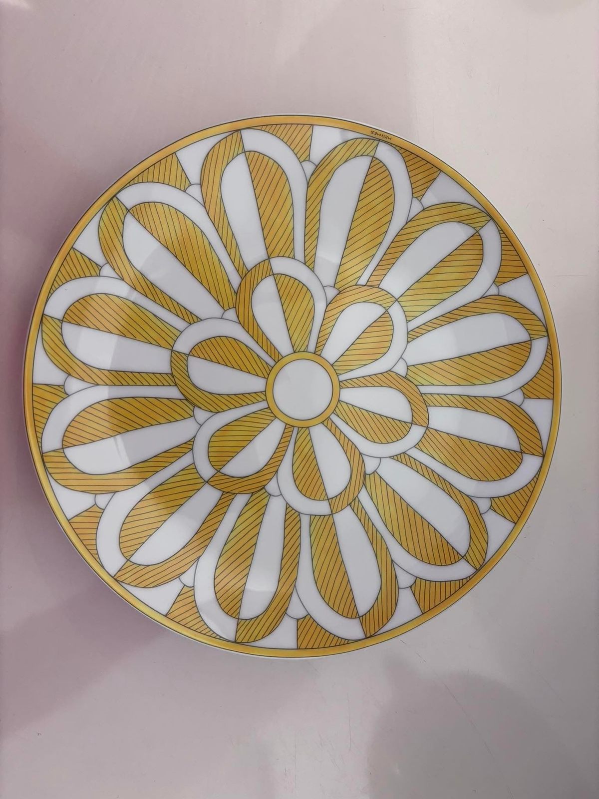 Hermes Plates Set Of 2 Soleil D Hermes Dessert/Entree/Cake/Fromage Plate Dish Signed Wedding Gift Yellow Table Luxury Gift Wedding Gift photo buy