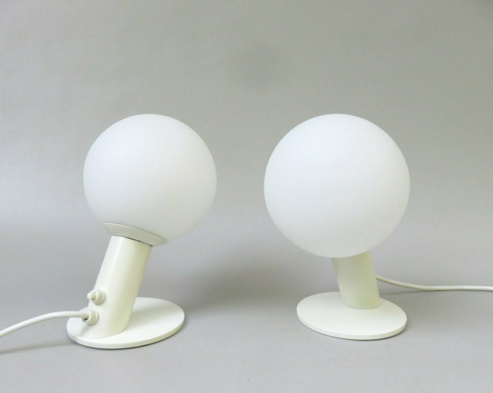 Small Space Age Table Lights In White, 1970s, Set Of 2 photo furniture