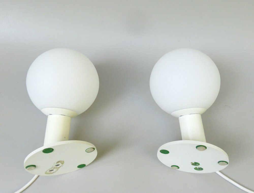 Small Space Age Table Lights In White, 1970s, Set Of 2 photo buy