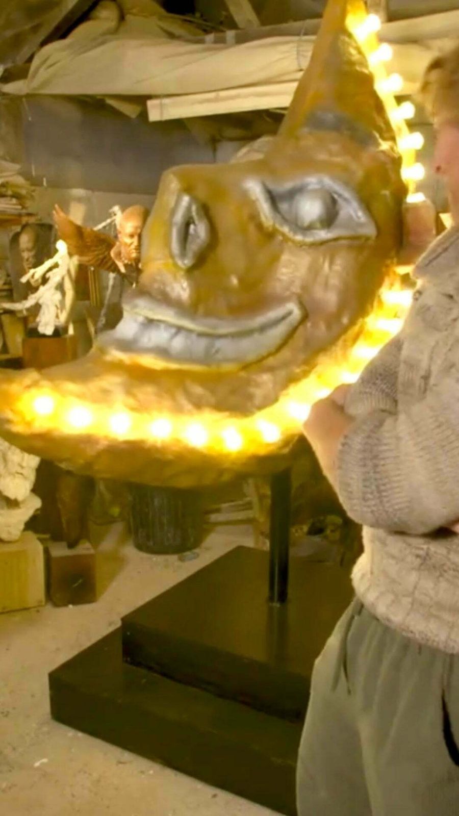 Spectacular Vintage Fairground Lighting Crescent Moon Sculpture Advertising “The Rocket Ride” Large In Size This Unique Piece Of Advertising Lighting/ photo vintage