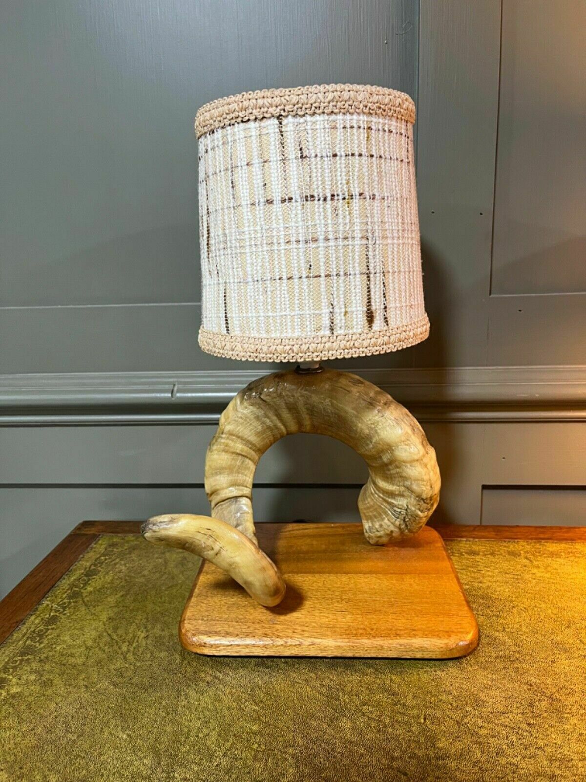 Pair Of Ram’s Horn Lamps Vintage Table Lights Original Ram’s Horn 1950’s photo buy