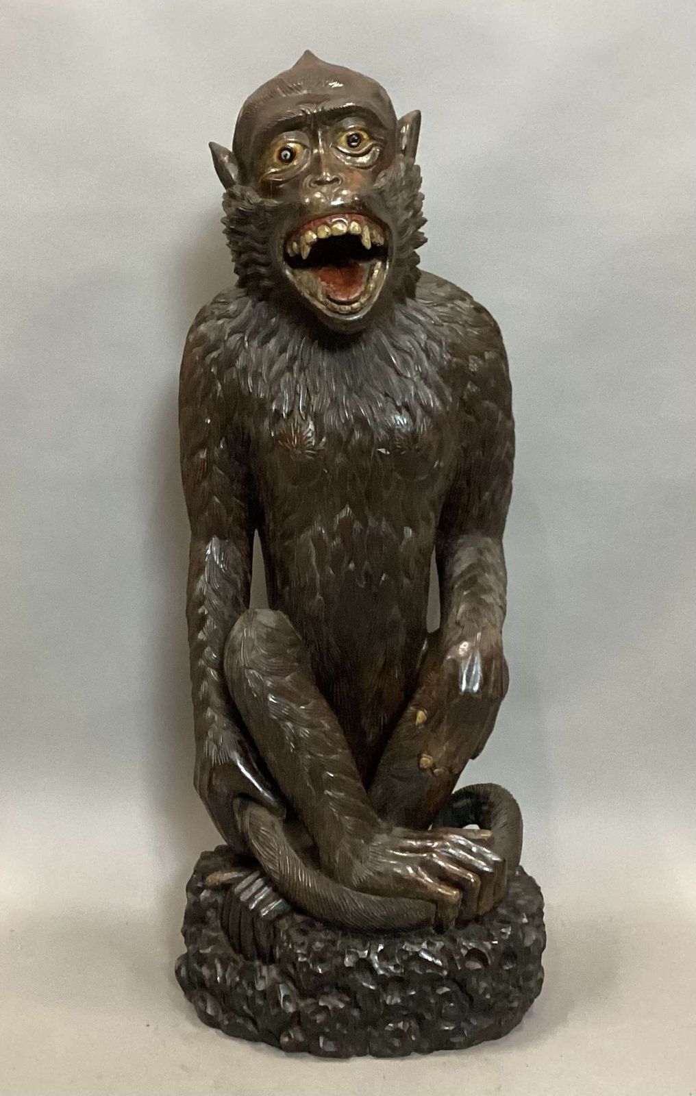 Magnificent C19th Large Carved Hardwood Figure Of A Monkey photo furniture