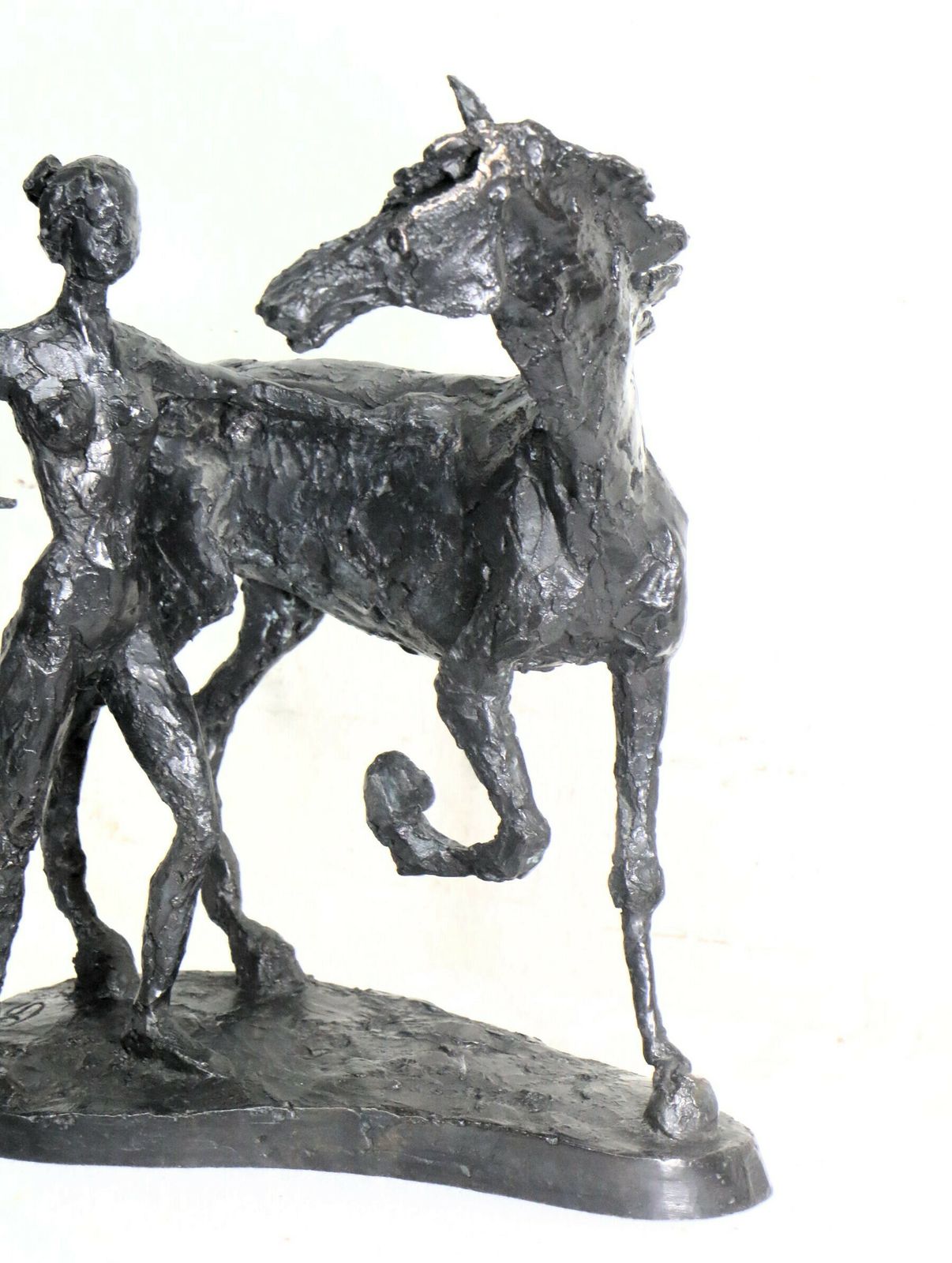 Bronze Brutalist Sculpture Woman With Horse Large Heavy Vintage Art Signed And Numbered photo 395.0