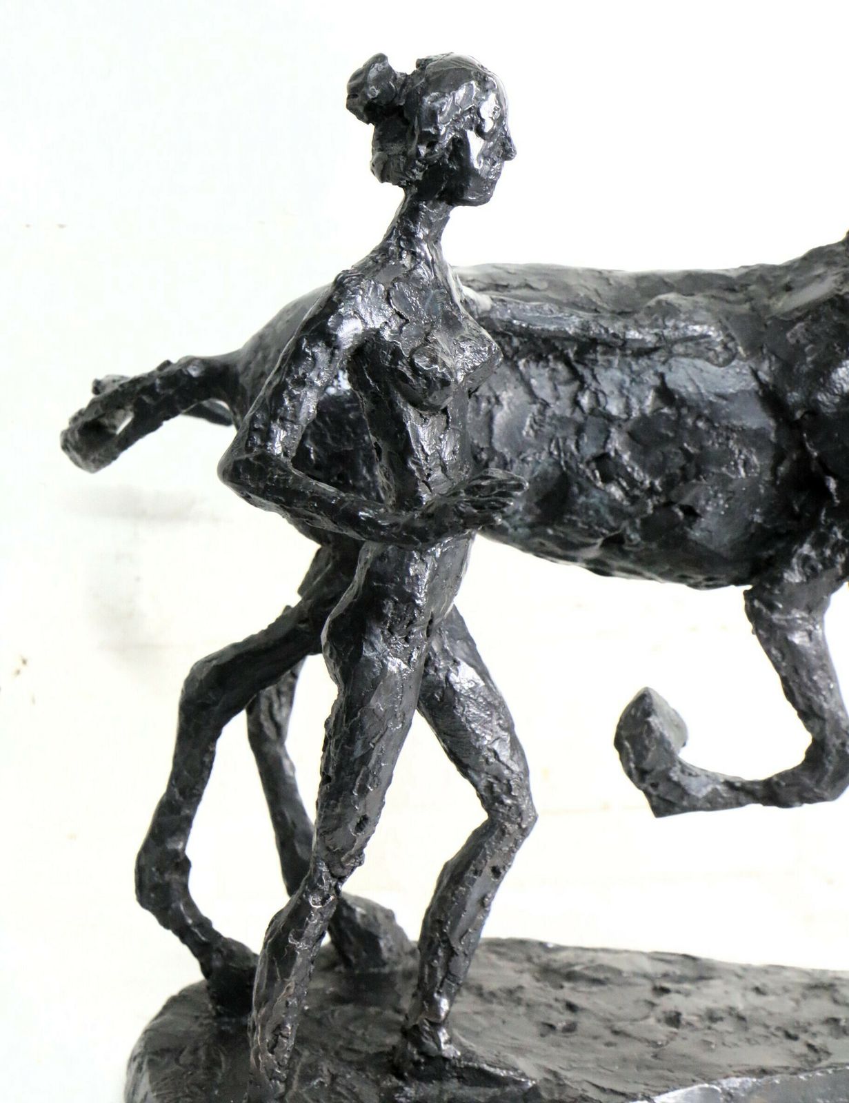 Bronze Brutalist Sculpture Woman With Horse Large Heavy Vintage Art Signed And Numbered photo vinterior