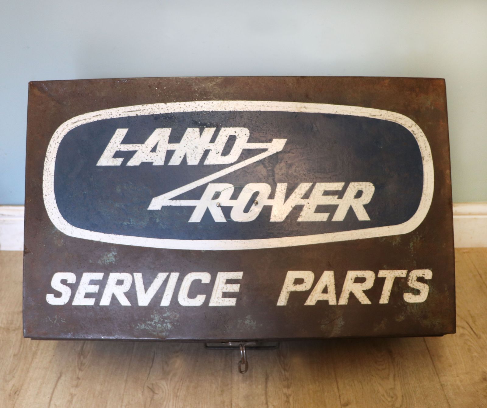 A Lovely Vintage Metal Trunk, Later Sign Written For Land Rover.