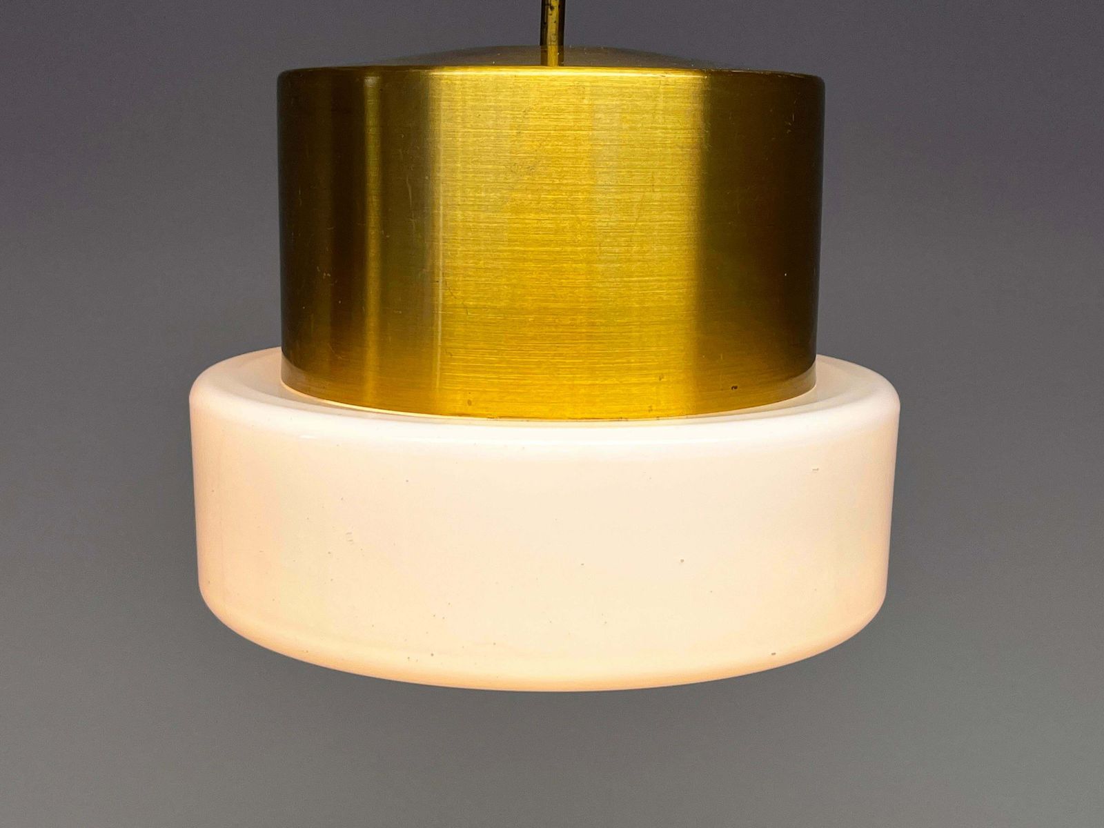 Brass And Milk Glass Midcentury Pendant By Kamenicky Senov, 1970s photo for sale