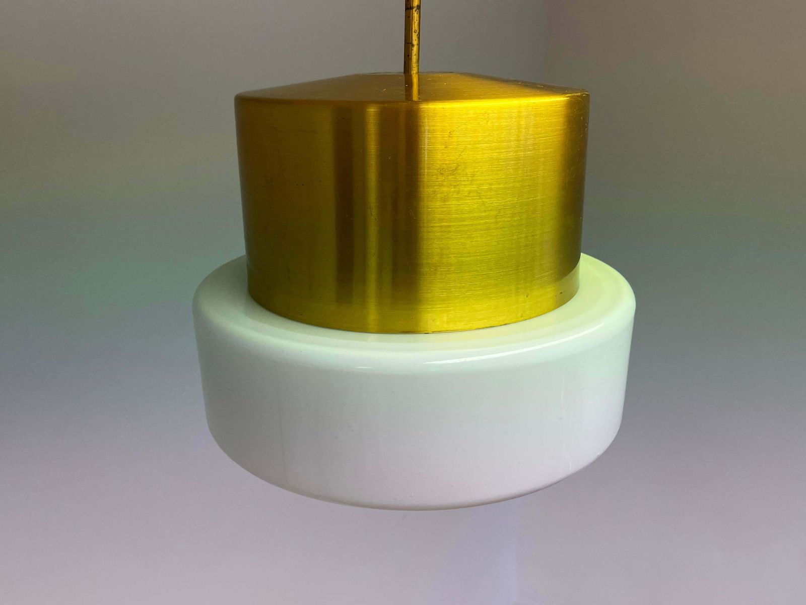 Brass And Milk Glass Midcentury Pendant By Kamenicky Senov, 1970s photo buy