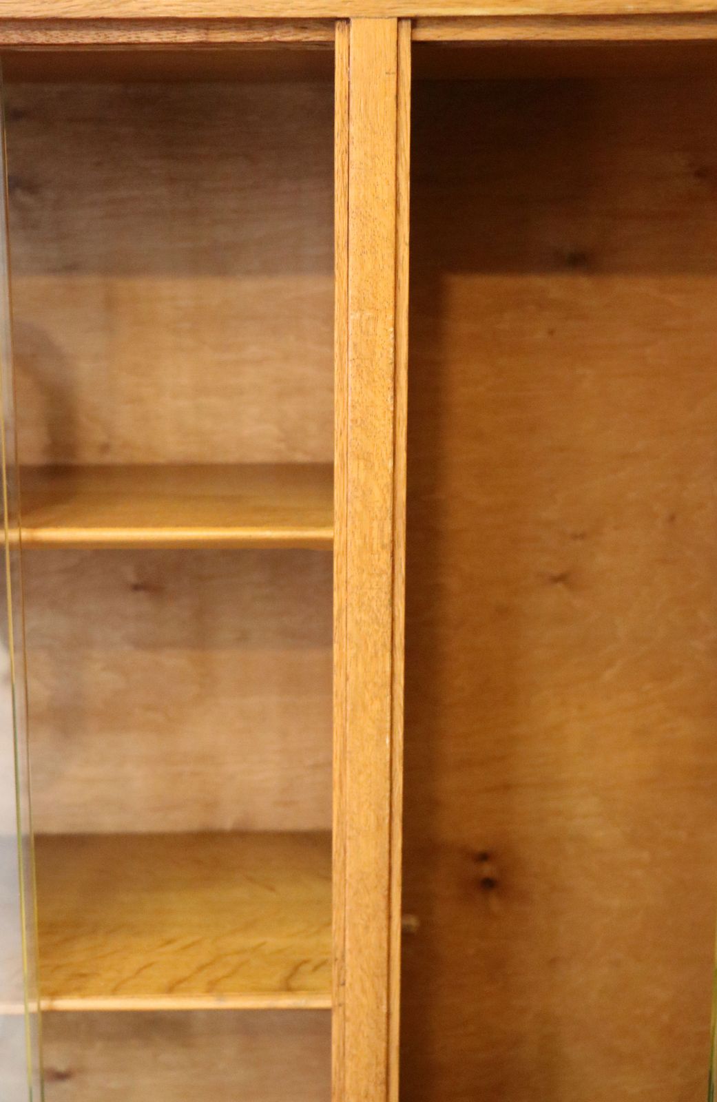 695.0 A Mid Century Oak Bookcase Cabinet, Later Sign Written For Associated Television. photo
