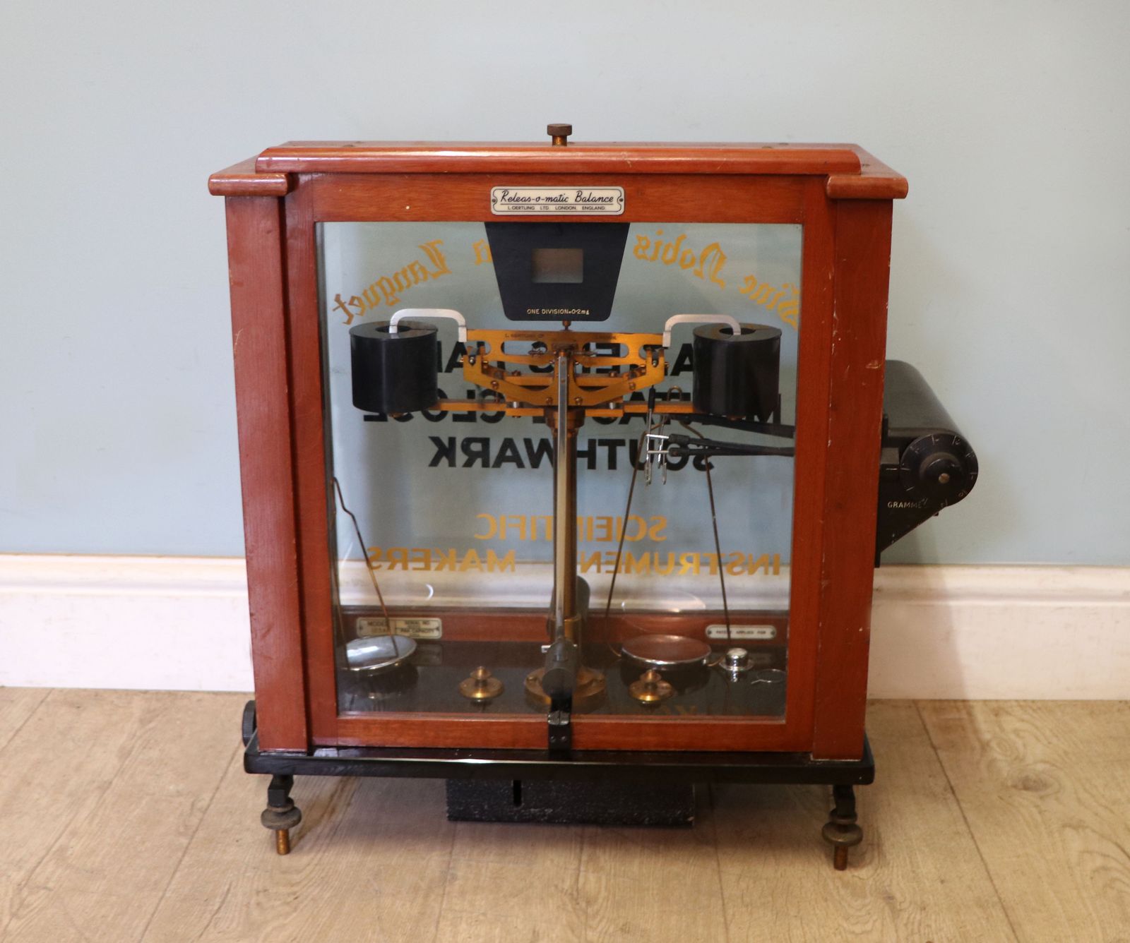 A Set Of Chemist’s Precision Beam Scales, Later Sign Written For The Worshipful Company Of Scientific Instrument Makers. photo furniture