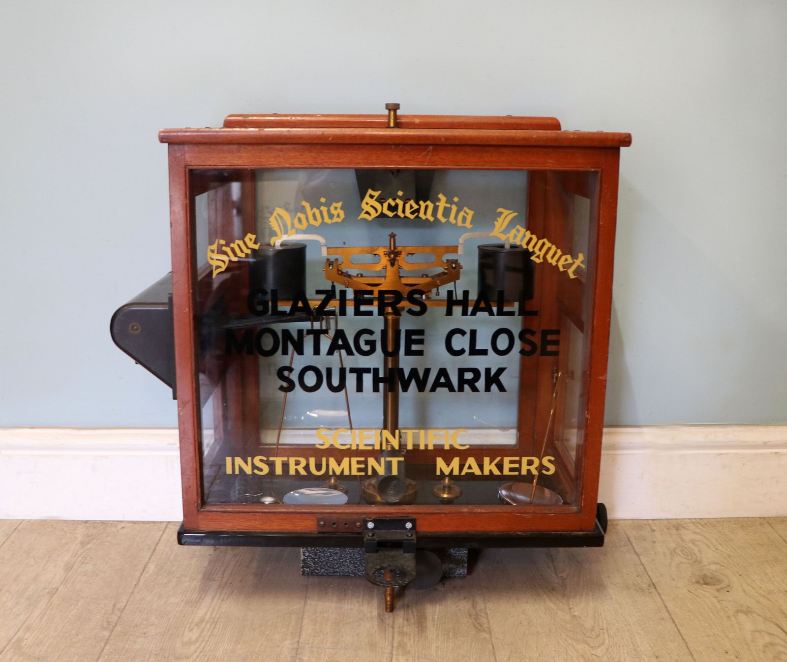A Set Of Chemist’s Precision Beam Scales, Later Sign Written For The Worshipful Company Of Scientific Instrument Makers.