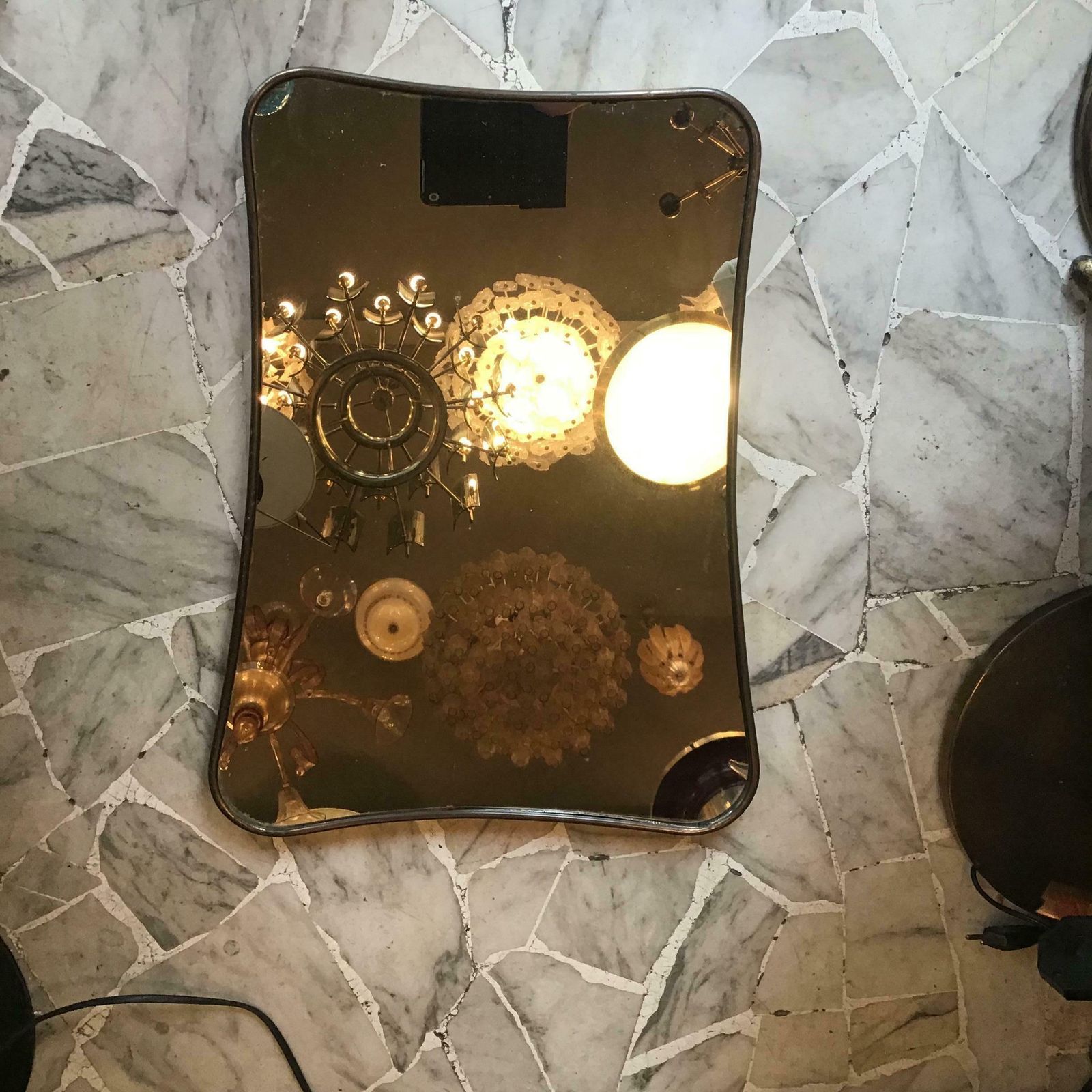 Fontana Arte Mirror Brass Wood Mirrored Glass 1950 Italy