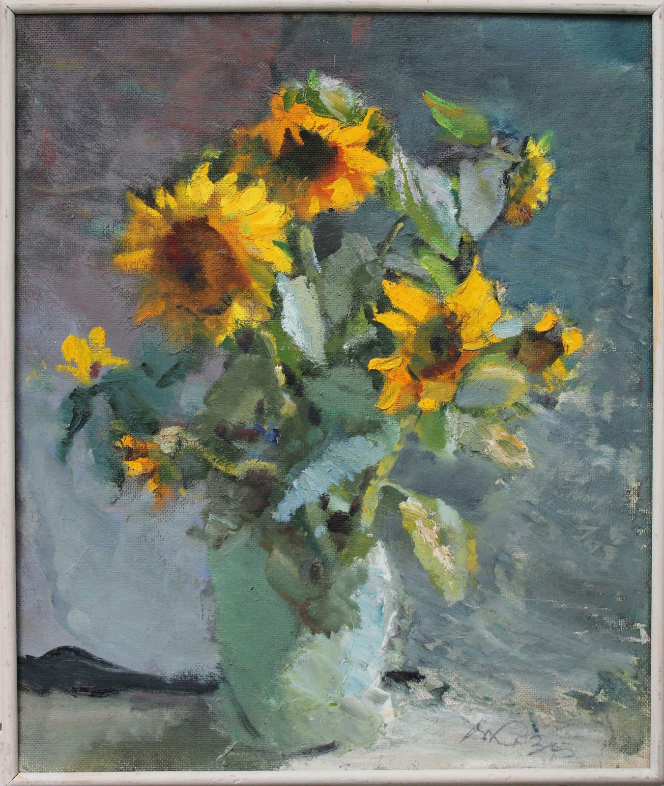 Vladimir Kozin Sunflowers. 1994, Cardboard, Oil, photo vintage