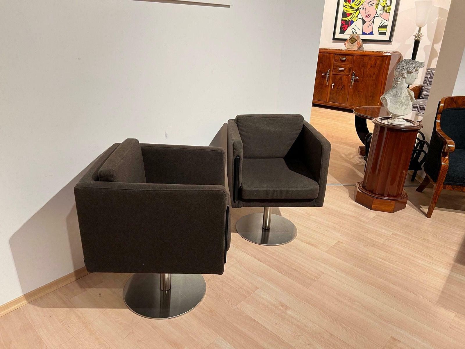 Pair Of Cubic Swivel Chairs With Tableau By Lensvelt, Netherlands, Early 21st C. photo buy