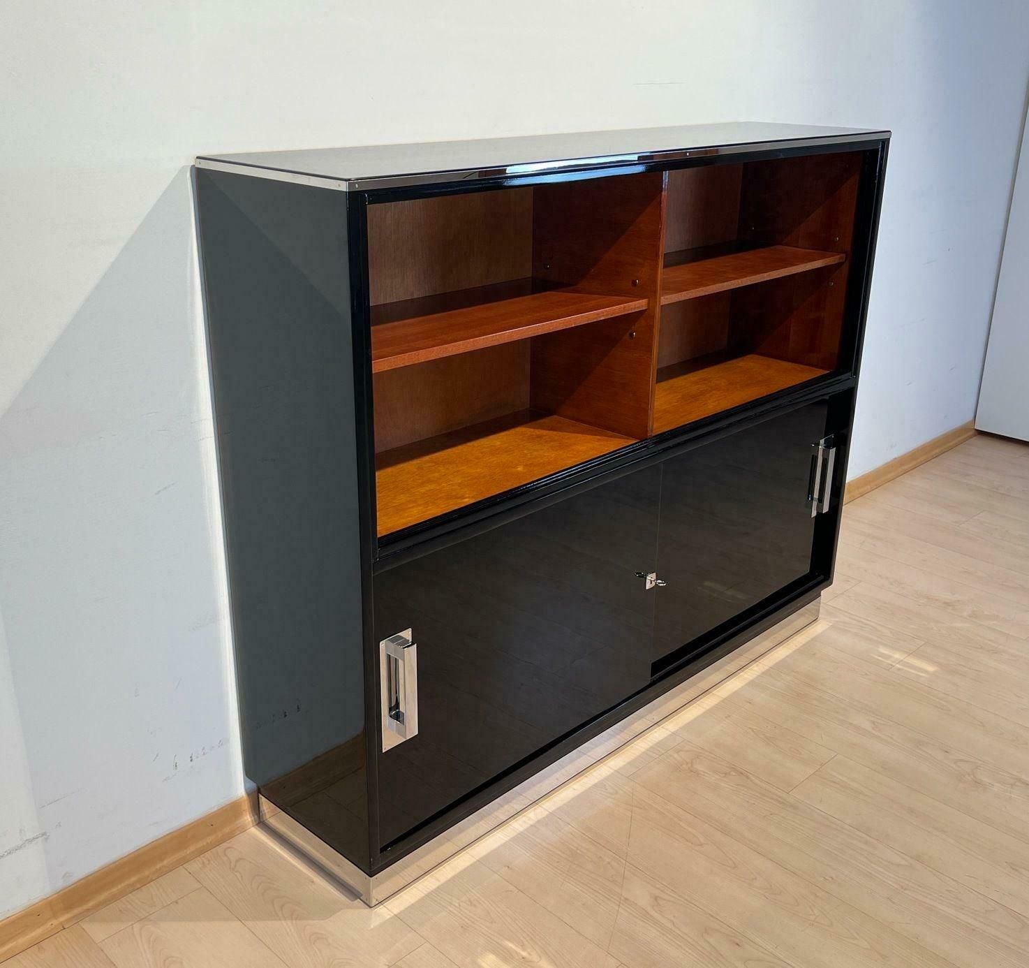 Bauhaus Office Cabinet, Black Lacquer, Mahogany, Germany Circa 1930 photo 7502.72