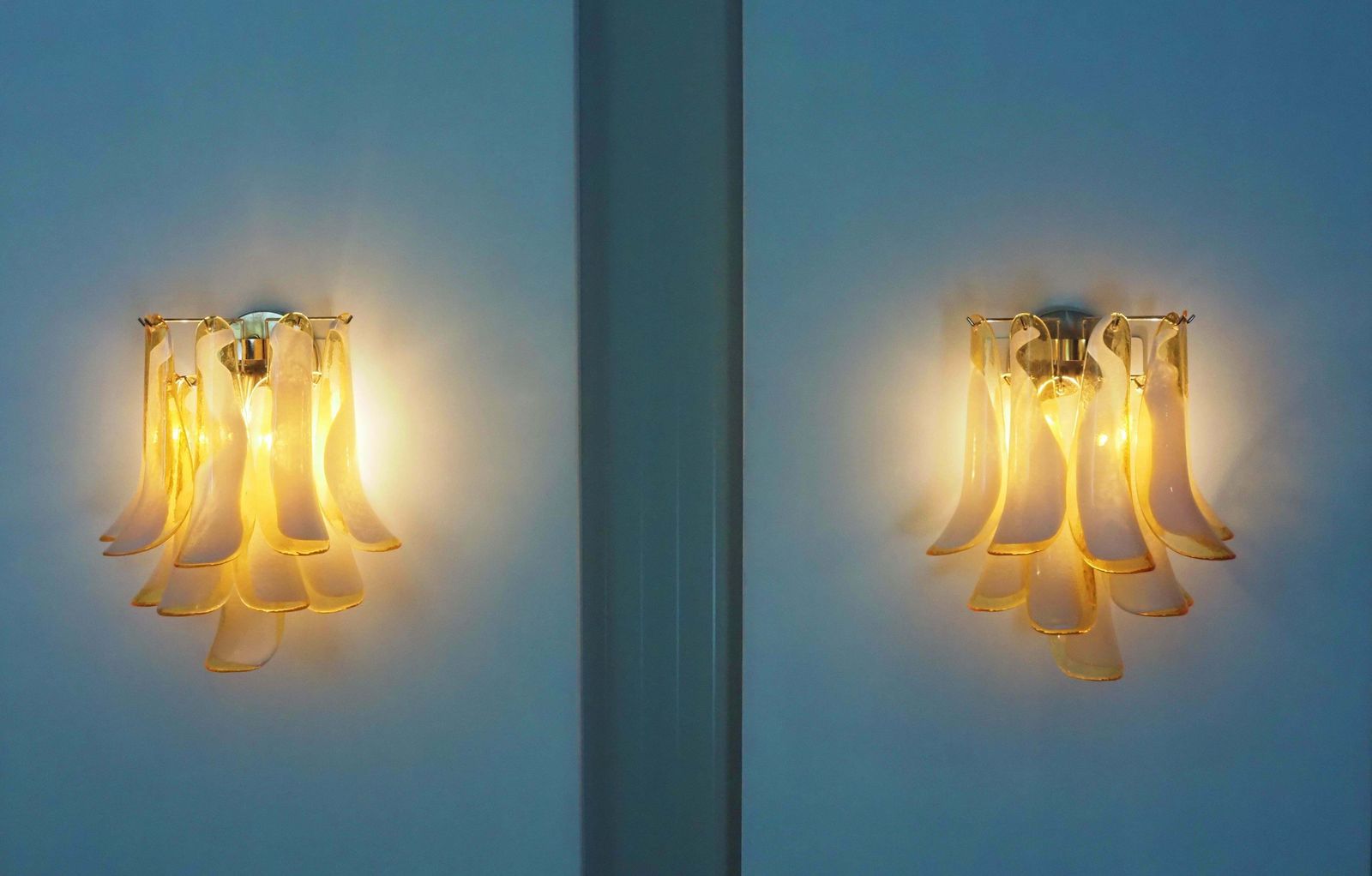 Midcentury Four Of Italian Milk And Honey Murano Sconces photo buy