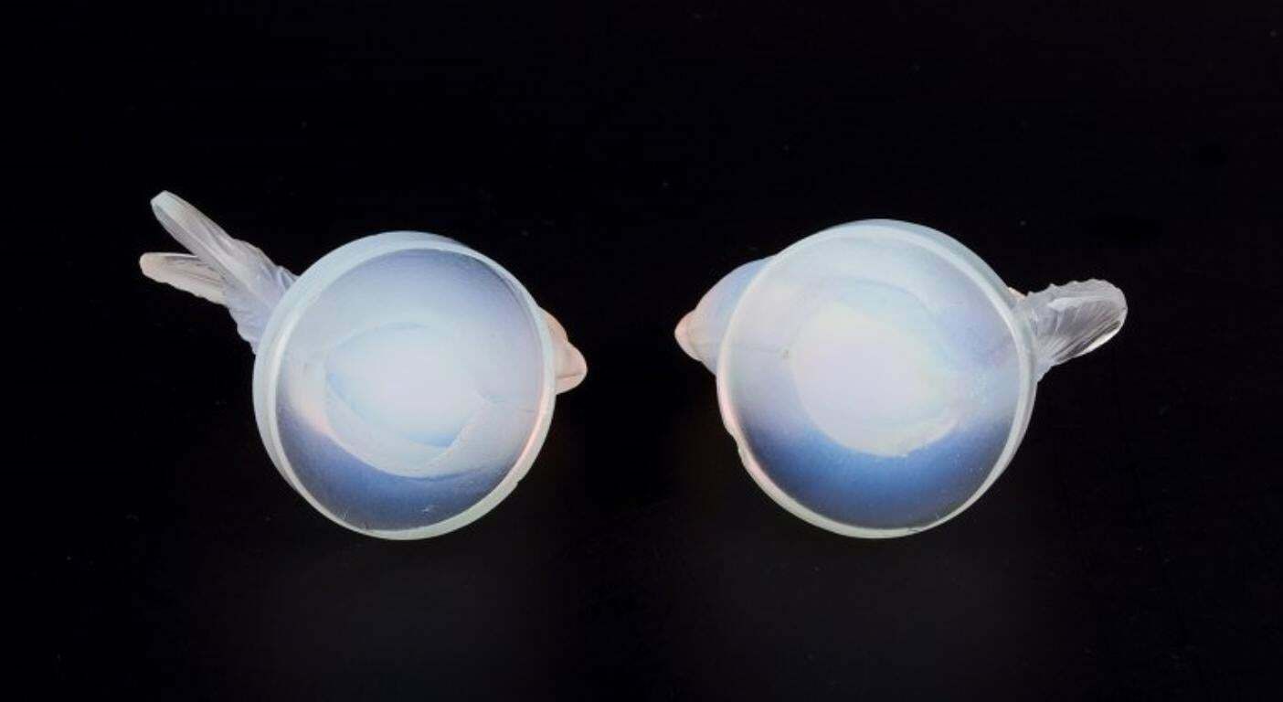 Sabino, France. Two Fish In Art Deco Opaline Art Glass With Bluish Tint. photo buy